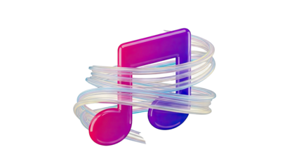 Abstract Music Notes with Swirling Ribbons