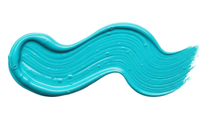 Turquoise paint stroke PNG isolated on transparent background, vibrant blue brushstroke for artistic design and creative projects