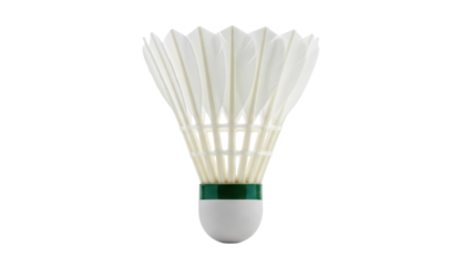 White badminton shuttlecock isolated PNG on transparent background, sport equipment for recreational games and competitive play