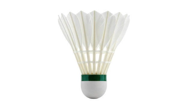 White badminton shuttlecock isolated PNG on transparent background, sport equipment for recreational games and competitive play