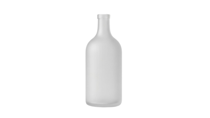 Elegant frosted glass bottle isolated PNG on transparent background, minimalist design for product mockups and decorative presentations
