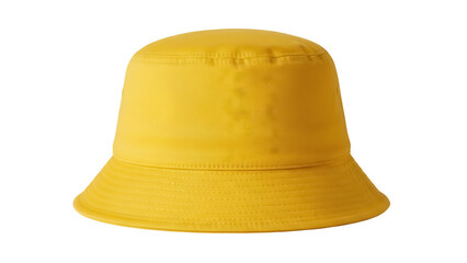 Fototapeta premium Yellow bucket hat isolated PNG on transparent background, stylish summer headwear for sun protection and fashion accessory