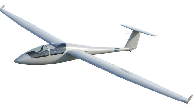 Sleek glider aircraft PNG isolated on transparent background, modern sailplane for aviation and transportation design projects