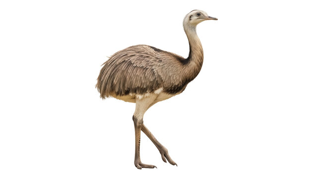 Greater rhea PNG isolated on transparent background, South American flightless bird with long legs and gray feathers, wildlife animal