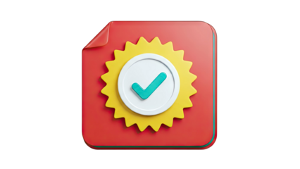 3D Certified Badge with Checkmark Icon