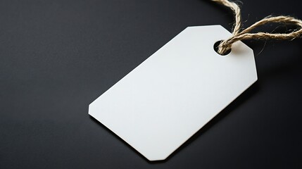 White blank tag with string isolated on a background