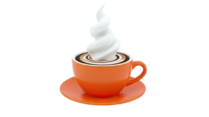 Orange Coffee Cup with Cream Swirl