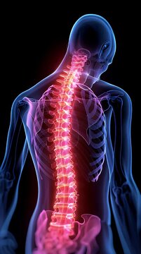Lumbar Spine X-Ray Illustration Highlighting Lower Back Pain and Medical Therapy Concept