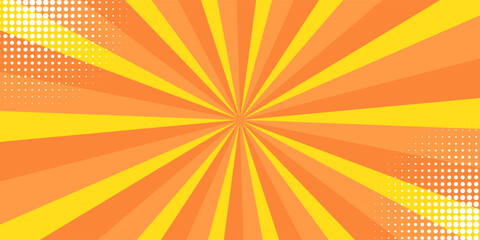 Yellow comic book background. Modern creative pop art orange halftone style background © RIDWAN
