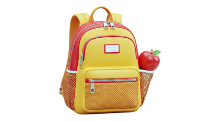 Yellow and Red Backpack with Apple
