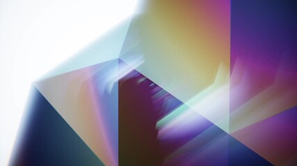 Abstract rotating diamond reflecting vibrant rainbow colors and light flares in a seamless loop - Powered by Adobe