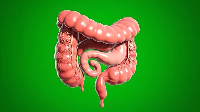 Detailed anatomical illustration of the human digestive system.