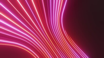 Abstract neon light trails with vibrant colors against a dark background.. Seamless loop - Powered by Adobe