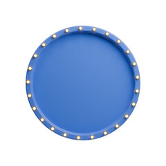 Obraz premium Front View 3D Rendered Blue Circular Frame with Marquee Lights