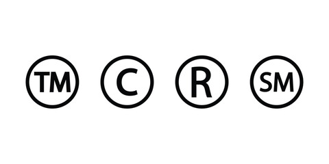 Trademark copyright registered trademark and service mark symbols as a silhouette