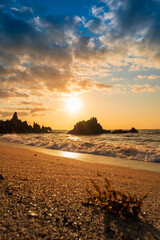 水晶浜　夕日　夕暮れ