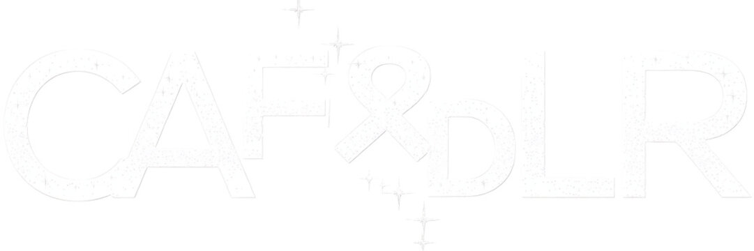White Textured Sparkling Text Design for CAF and DLR with Star Elements on White Background