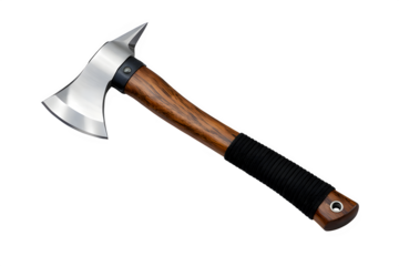 Modern Tomahawk with Polished Steel Blade and Wooden Handle