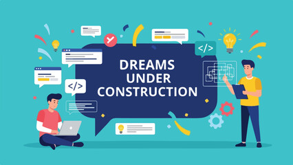 Dreams Under Construction Creative Development Vector Illustration