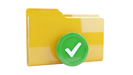 Yellow Folder with Green Check Mark Icon