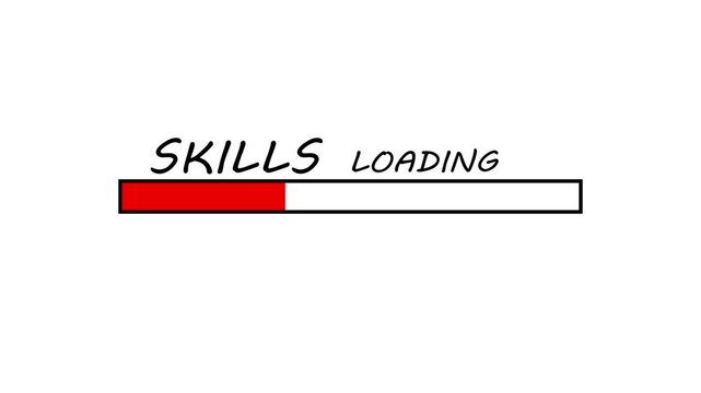 Skills development loading bar concept for career growth, learning progress and professional training performance visualization
