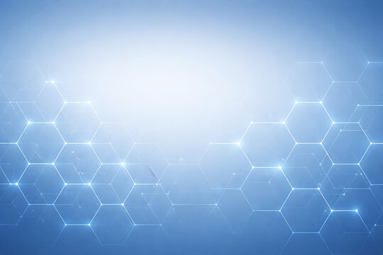 Abstract Hexagon Technology Network Background with Blue Gradient