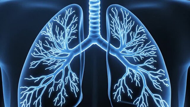 Human lungs anatomy illustration with trachea and bronchi.