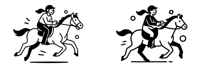 Fototapeta premium Vector illustration of a rider on horseback enjoying a sunny day