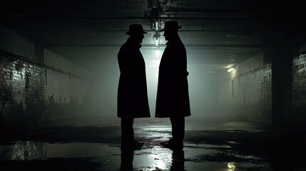 Male Silhouettes Plotting in Dim Cinematic Environment