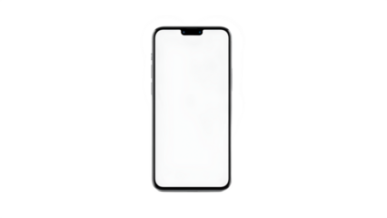 Smartphone with blank screen isolated on white background