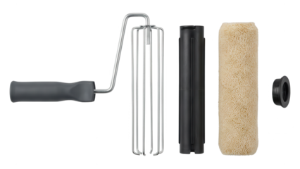 Paint Roller Parts Separated Isolated on White Background