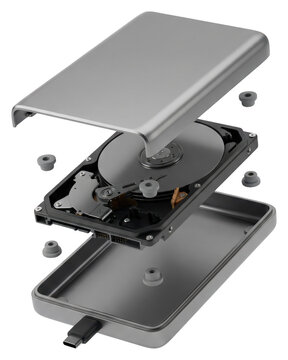 Exploded External Hard Drive - Data Storage Technology Disassembled