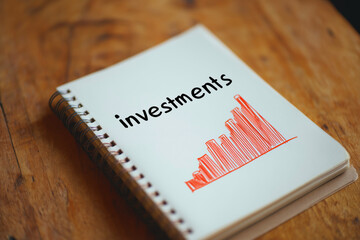 Notebook with Investments and Rising Graph Visualization on Table
