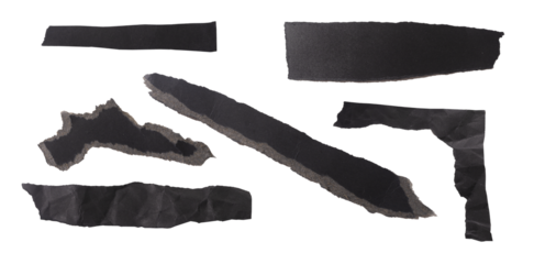 Torn paper scraps with rough ragged edges and textured surfaces. Blank ripped pieces isolated on