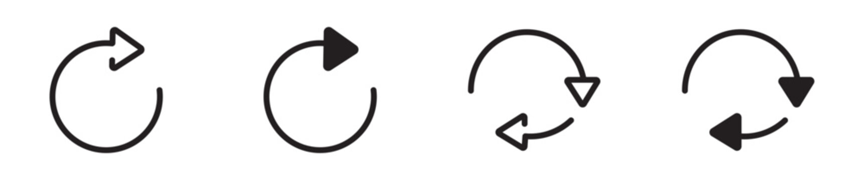 Rotate CW and Rotate CCW Icon Set, in Line and Solid Style, UI UX Icon, Vector Illustration.

