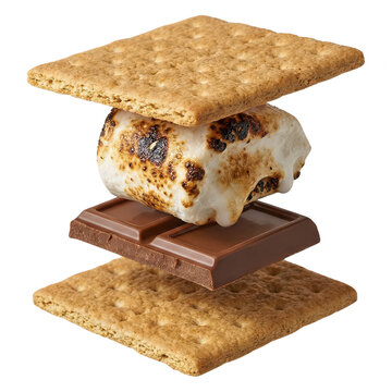 Deconstructed S'more with Graham Crackers, Chocolate, and Marshmallow