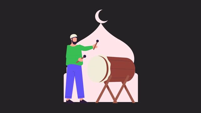 Ramadan Bedug  2D Animation Alpha Channel 