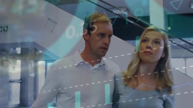 A happy couple interacting with each other at the airport