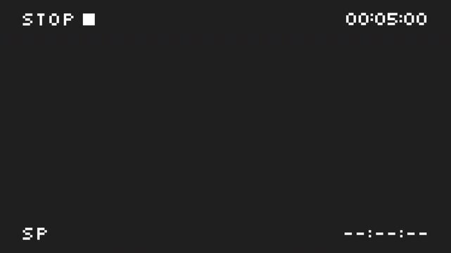 VHS tape playing in stop mode with detectable timestamp for video editing, filmmaking, vlogging, and creative storytelling projects.