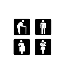 優先座席のピクトグラム（モノクロ）