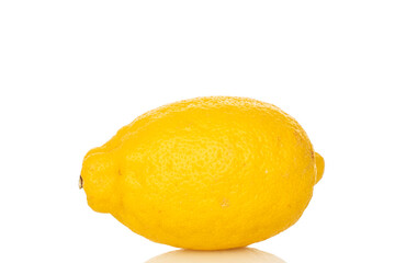 Fresh juicy yellow lemons isolated on white background, close-up.