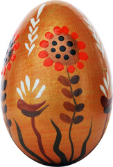 Floral-inspired golden Easter egg with red blossoms