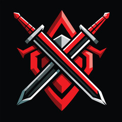 design logo vector illustration mascot icon crossed battle swords