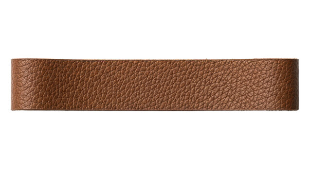 Blank leather tape strip mockup animal hide grain horizontal layout smooth finish isolated on white background