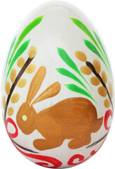 White Easter egg with brown bunny and green foliage patterns