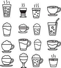 Fototapeta premium Assorted Coffee Cups and Drinks Icon Set