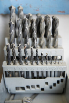 Drill bits set in carpentry workshop in Schaeftlarn Upper Bavaria