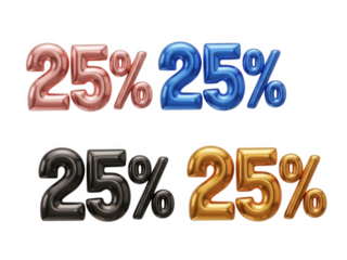 Twenty five percent discount offer sign isolated on transparent background