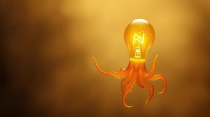 Creative light bulb design with octopus tentacles in a warm background setting
