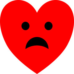 A red cartoon image of a sad heart.